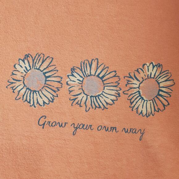 Life Is Good Women's Orange Grow Your Own Way Sunflower Classic Fit Top Size XXL - Picture 3 of 6
